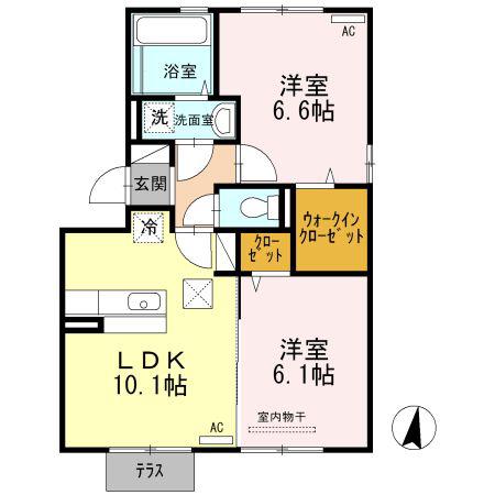 アビテボナール(2LDK/1階)の間取り写真