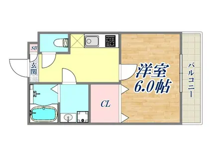 リュミエール道意町(1K/1階)の間取り写真