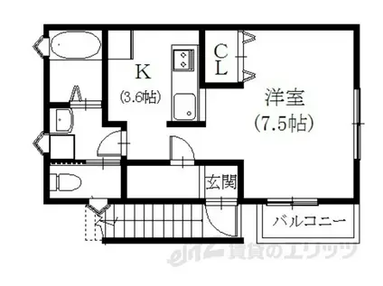 クアトロ城町(1K/2階)の間取り写真