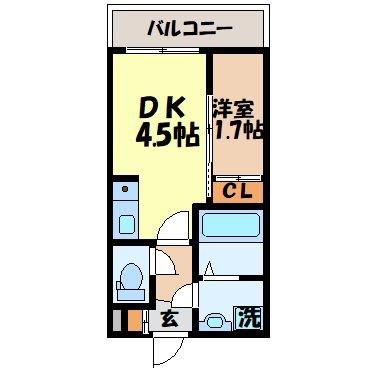 MODERN PALAZZO 長崎ノース(1DK/4階)の間取り写真