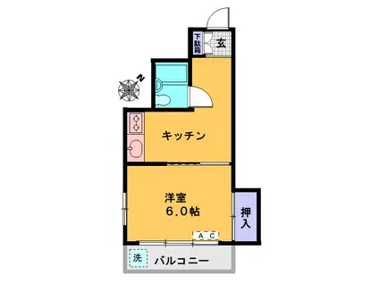 林ハイツ(1K/2階)の間取り写真