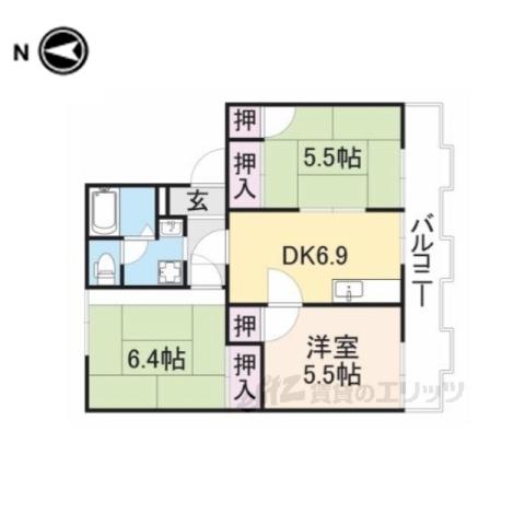 タウニーモイスンB(3DK/2階)の間取り写真