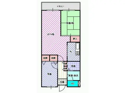 寝屋川スカイハイツ 石谷(2LDK/1階)の間取り写真