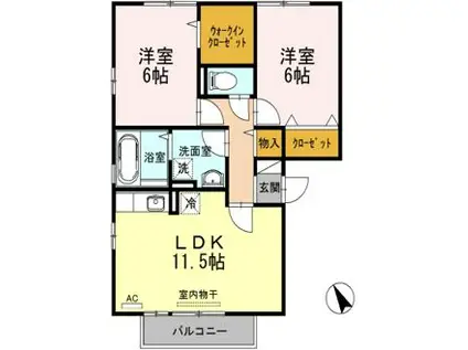 サンパレス引野(2LDK/2階)の間取り写真