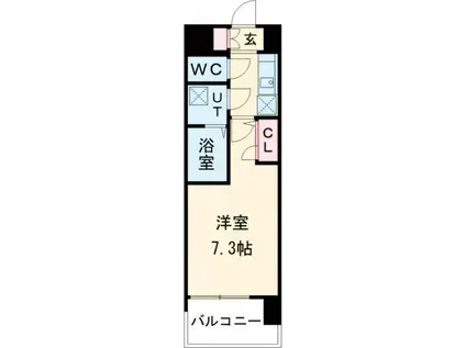 レジュールアッシュ神戸湊川公園(1K/2階)の間取り写真