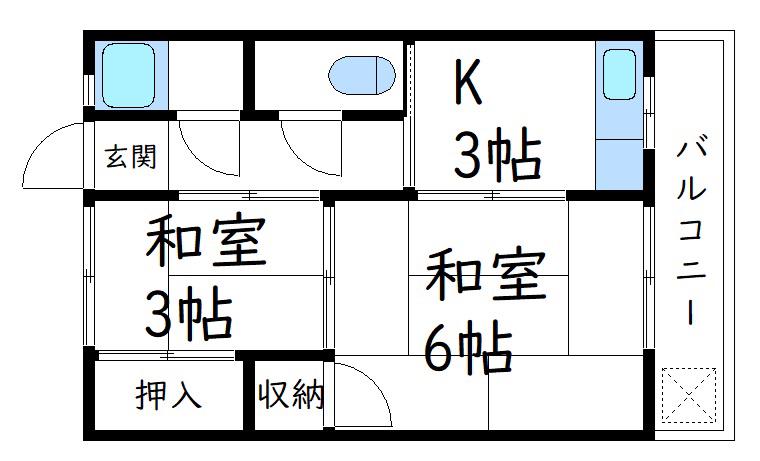 TZ福山新市(2K/3階)の間取り写真