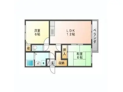 サンフレールカシハラ(2LDK/1階)の間取り写真