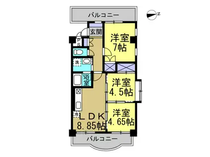 寺由ビル(2LDK/2階)の間取り写真