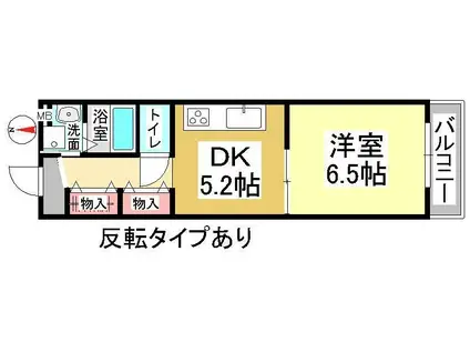 COCO新屋敷(1DK/1階)の間取り写真