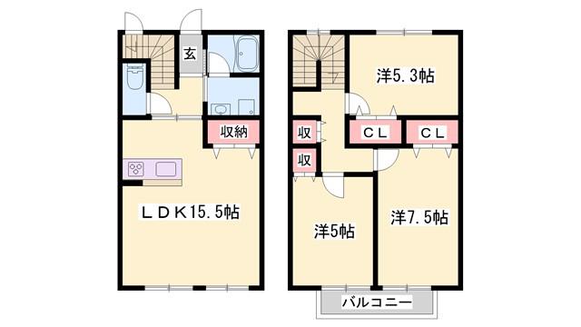 メゾンヴィサージュ(3LDK/1階)の間取り写真