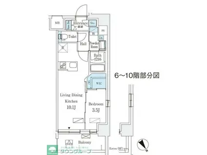 エル・セレーノ横浜(1LDK/8階)の間取り写真