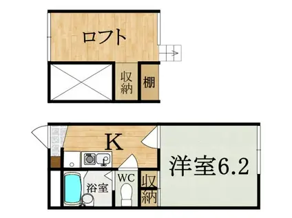 レオパレスパレモII(1K/2階)の間取り写真