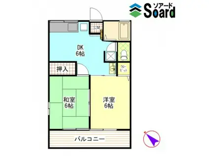 メゾンベルジュ(2DK/1階)の間取り写真