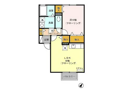 フローラ山口(1LDK/2階)の間取り写真