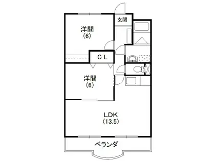 ロイヤルシティ高丘(2LDK/4階)の間取り写真