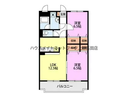 ベルオーク戸野目(2LDK/3階)の間取り写真