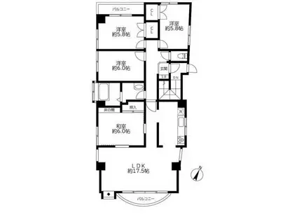 ラフィネ横浜(4LDK/4階)の間取り写真