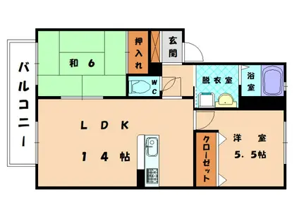 ラフォーレ三苫駅前II(2LDK/2階)の間取り写真