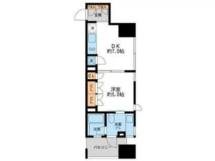 プロスペクトKALON三ノ輪(1DK/4階)の間取り写真