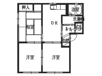 エクセレンス六十谷(3DK/1階)の間取り写真
