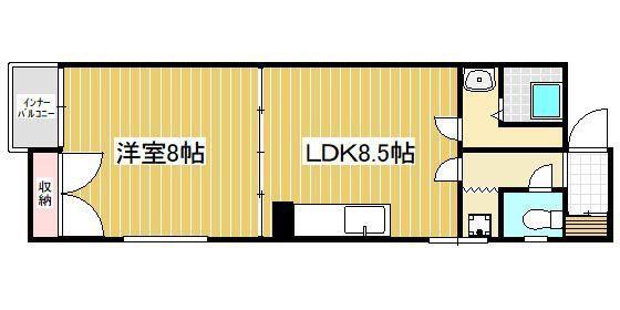 I.T浅生BLD(1LDK/3階)の間取り写真