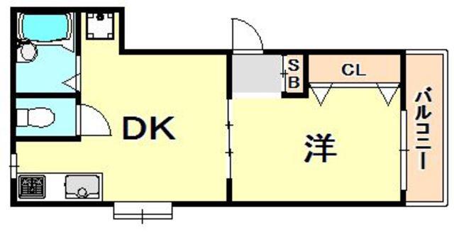 水笠ハイツ(1DK/3階)の間取り写真