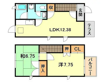 メゾネット名倉III(2LDK/1階)の間取り写真
