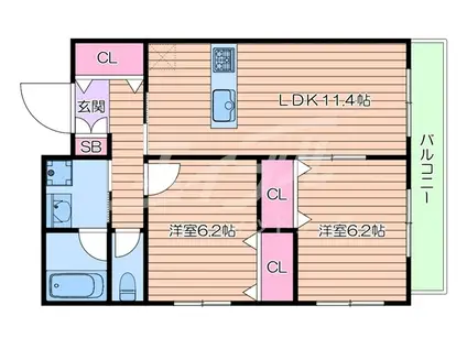 S.DESIGN SHOJAKU(2LDK/3階)の間取り写真