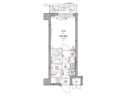 パレステュディオ大森ウエスト(1K/5階)の間取り写真