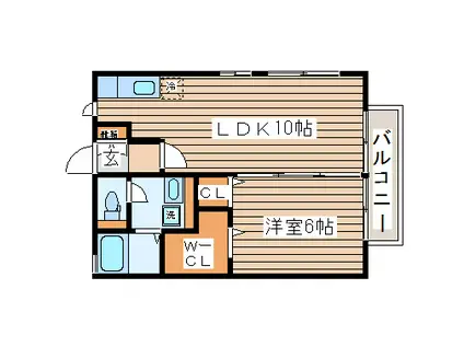 ラ・リィビェール(1LDK/1階)の間取り写真