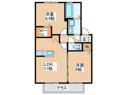 ヴァン・コンフォール(2LDK/1階)の間取り写真