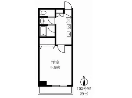 メルヴェイユII(1K/1階)の間取り写真