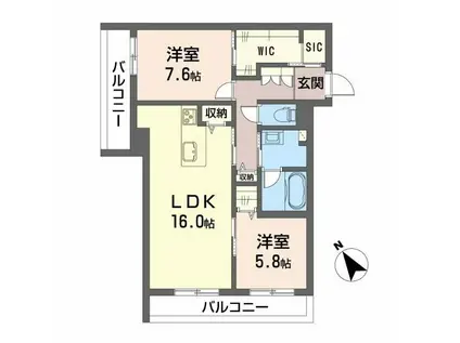 SHAMAISON グランフィリア(2LDK/1階)の間取り写真