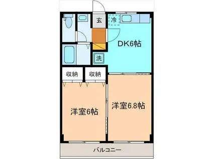 エクシード(2DK/1階)の間取り写真