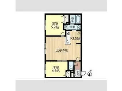 FUTABA SQUARE N21(2LDK/2階)の間取り写真