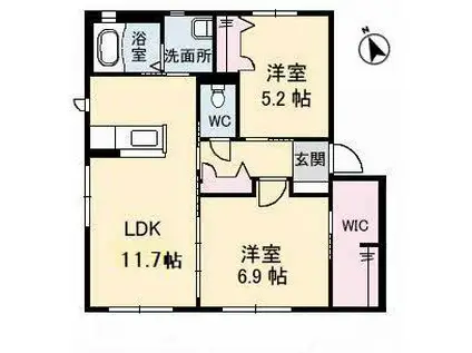 シャーメゾン山王田(2LDK/1階)の間取り写真