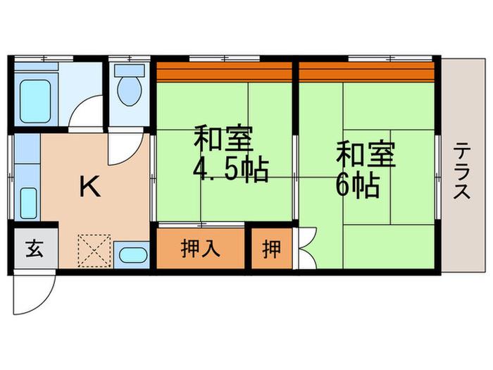 かたばみ苑第1(2K/2階)の間取り写真