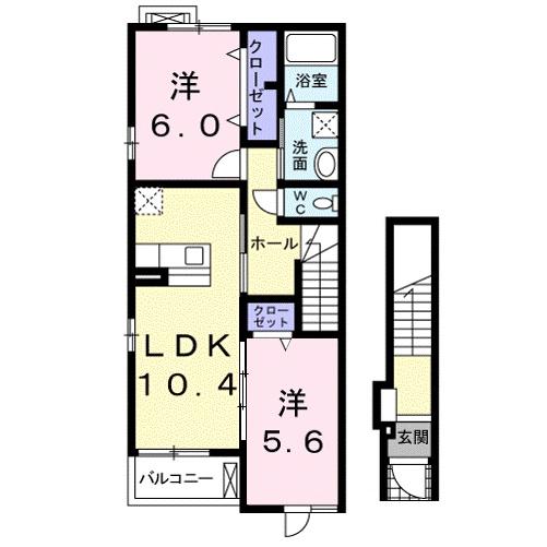 RIRIAVII 1(2LDK/2階)の間取り写真