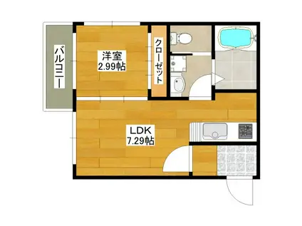 プリヴェ江坂(1LDK/2階)の間取り写真
