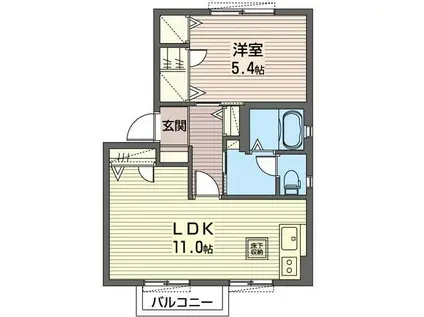 ファミリーオ野木(1LDK/1階)の間取り写真