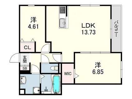 シャルムソレイユ1番館(2LDK/2階)の間取り写真