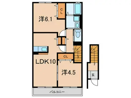 サンスーシー A棟(2LDK/2階)の間取り写真