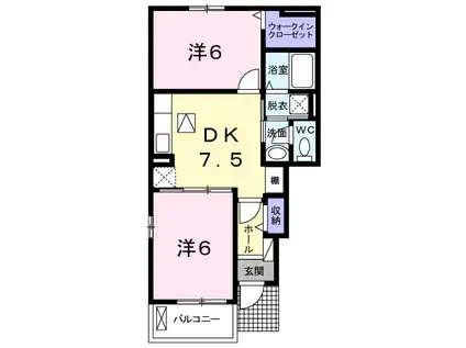 コッティE(2DK/1階)の間取り写真