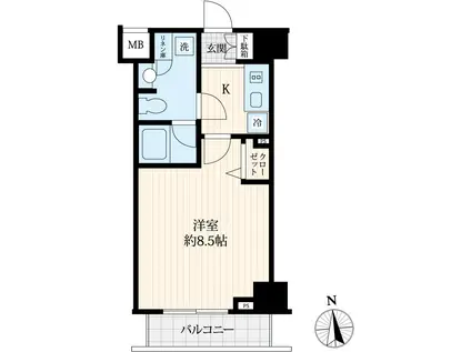 LOG御徒町(1K/2階)の間取り写真