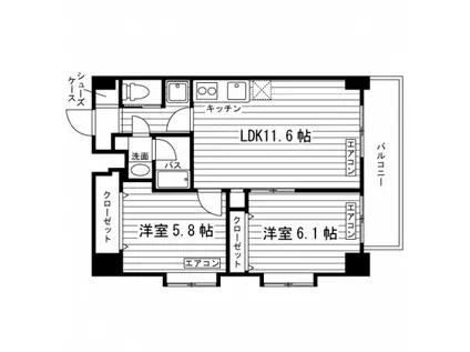 EXCELLENT WAKO(2LDK/12階)の間取り写真