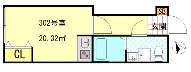 CFジオーレノヴァ(1K/3階)の間取り写真