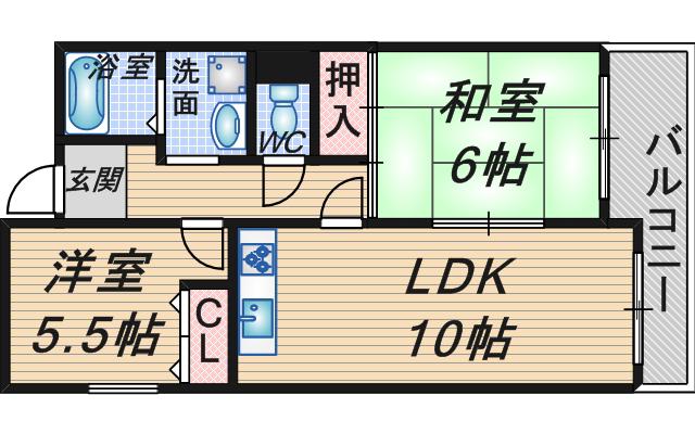 ロイヤルエスタ服部(2LDK/1階)の間取り写真