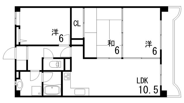 カウリー芦屋(3LDK/3階)の間取り写真