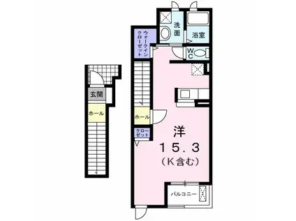 ウイング・ヒルA(1K/2階)の間取り写真