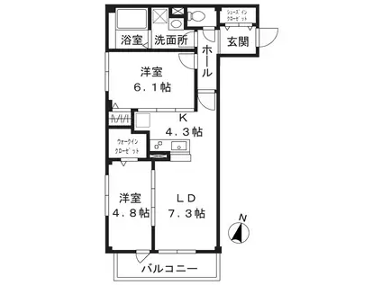 VERE LUNA(2LDK/2階)の間取り写真